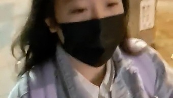 A Teen Girl In School Uniform Walks Around In Public For A Style Video